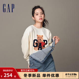 GapGap女装2023冬LOGO宽松卫衣891164 米白色 170/88A(L) 亚洲尺码