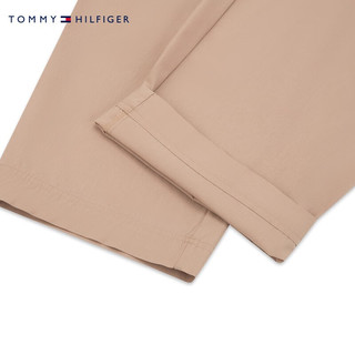 TOMMY HILFIGER 24春季女装经典双后袋金属标暗襟宽松锥形休闲裤34338 米白色AEG 32