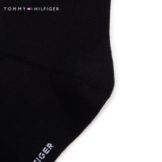 TOMMY HILFIGER24春季女装简约字母提花休闲简约舒适中筒袜子TS000882 藏青色410 OS