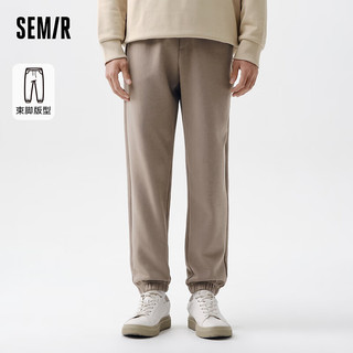 森马（Semir）休闲裤男2024春季简约日常运动束脚裤精致刺绣 咖啡A51215 170/74A/M