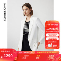 朗姿 设计感气质高级感白色西服外套女2024年春季通勤职业西装 白色 2XL