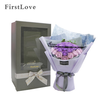 PLUS会员：FirstLove 花礼系列 心形玫瑰香皂花 33朵 紫色 礼盒装