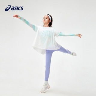 asics/亚瑟士童装24年春季新女童假两件炫彩渐变高弹速干针织T恤 300绿色 140cm