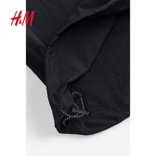 H&M男装2024春季新品宽松版型运动风套头式印花长袖上衣1220455 灰色 165/84A