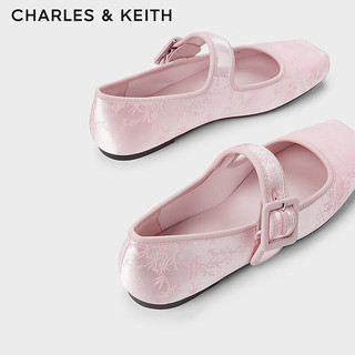 CHARLES&KEITH24春季龙年刺绣方头平底玛丽珍鞋女CK1-71720064 Light Pink浅粉色 39