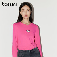 bossini 堡狮龙 女款新品简约基础款休闲百搭圆领印花长袖T恤