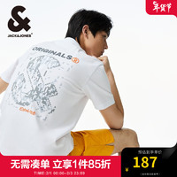 杰克·琼斯（JACK&JONES）男装春夏半袖上衣logo百搭舒适潮男纯棉短袖T恤男224101100 A06 本白色 常规 A06 本白色 165/88A/XS