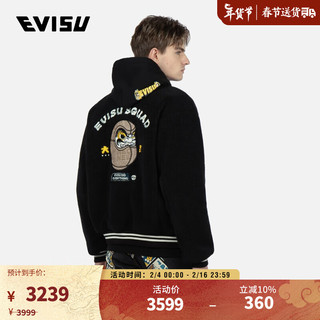 EVISU 秋冬男士达摩皮章棒球外套男2EAHTM2JK741XXPQ 黑色 M