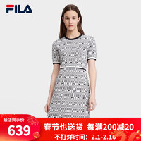 斐乐（FILA）女子织连衣裙夏时尚休闲优雅短袖连身裙 传奇蓝-NV 170/88A/L