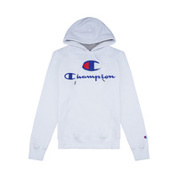 Champion 网球穿搭 男士胸前草写logo加绒连帽卫衣 字母