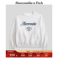 ABERCROMBIE & FITCH女装 24春美式复古时髦休闲logo加绒圆领卫衣 KI152-4065 浅麻灰 M (165/96A)