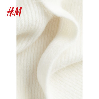 H&M【致臻系列】女装配饰羊毛混纺连帽围巾1198743 奶油色 52-54