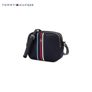 TOMMY HILFIGER24春季女拼色条纹金属字母单肩相机包斜挎包AW0AW15985 藏青色DW6 OS