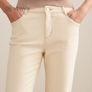 NEIWAI内外中腰九分牛仔裤经典简约纯色修身直筒长裤出行日常 象牙白 XL