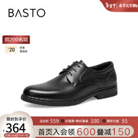 BASTO 百思图 2024春季新款商场同款商务通勤粗跟男正装皮鞋22043AM4 黑色 38