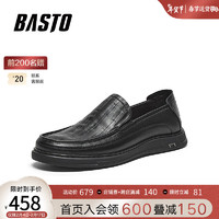 BASTO 百思图 2024春简约商务乐福鞋平跟男休闲皮鞋A8220AM4 黑色 39