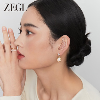 ZENGLIU ZEGL法式人造珍珠叠戴戒指女小众设计指环2024年春晚食指戒 珍珠叠戴戒指