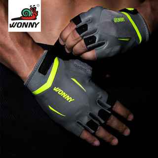 WONNY 手套男女运动器械训练锻炼护腕单杠防滑耐磨半指护手掌 灰色 L