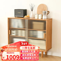 香木语 实木书架落地书柜防尘置物架家用客厅书房简约收纳柜玻璃柜 1米长虹玻璃移门款