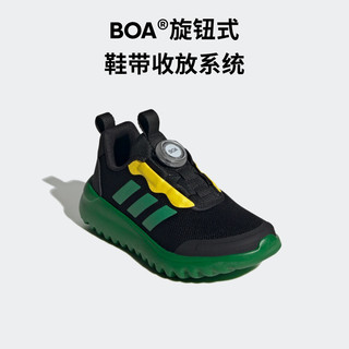 adidas「小波浪」阿迪达斯轻运动ActiveFlex男小童旋转按钮运动鞋 黑色/绿色/黄色 38.5(235mm)