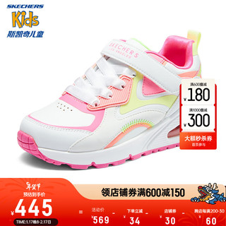 SKECHERS 斯凯奇 儿童鞋春秋低帮气垫板鞋女童时尚休闲鞋缓震运动鞋310552L 白色/多彩色/WMLT 28.5码