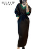 萨拉维夫品牌黑色V领连衣裙小众设计感中长款高腰显瘦女秋季货 黑色连衣裙 M