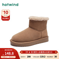 热风冬季女士时尚简约经典短筒雪地靴加厚保暖 02棕色 35