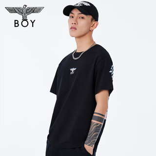 BOY LONDON【】春24男女同款短袖珠光粉高周波彩色老鹰T恤N01905 黑色 S