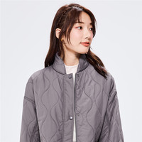 GIORDANO 佐丹奴 外套女装水波纹宽松落肩立领棉衣外套 05372748