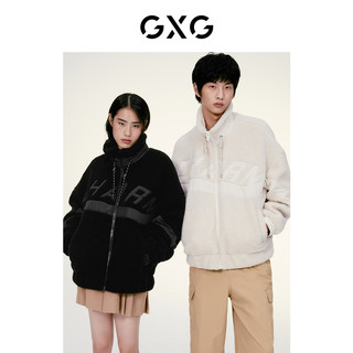 GXG奥莱22年男装双色仿羊羔毛立领夹克外套贴布年轻时尚 秋季