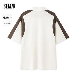 森马（Semir）POLO衫男2024夏季撞色拼接落肩短袖上衣小宽松轻熟风男装 白色调00311 160/80A/XS