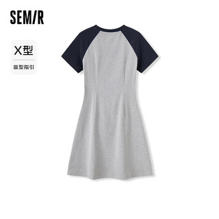 Semir 森马 连衣裙女插肩袖修身收腰2024夏季字母开叉短裙运动风潮流 灰色调00322 150/76A/XS