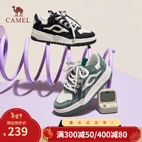 骆驼（CAMEL）秋季透气百搭休闲运动鞋设计感小众厚底板鞋女 L23A577050黑/米 39
