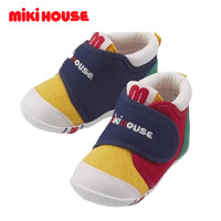 MIKIHOUSE儿童学步帆布鞋透气软底防滑婴儿鞋 一阶段拼色12.5cm 多彩