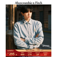 ABERCROMBIE & FITCH【龙年系列】男装 24春美式小麋鹿新年牛仔风衬衫 355436-1 浅蓝色 S (175/92A)