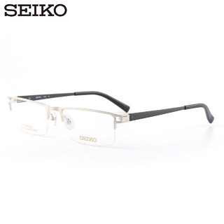 精工(SEIKO)日本中性半框钛合金镜架眼镜框架 T744 C61 万新防蓝光1.67 C61-银色
