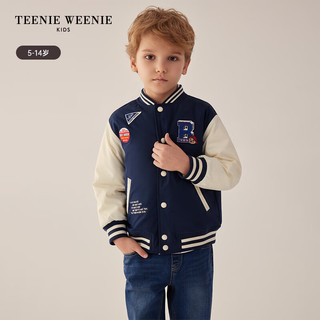 Teenie Weenie Kids小熊童装24早春男童撞色纽扣圆领棒球棉服 藏青色 130cm