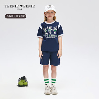 Teenie Weenie Kids小熊童装24春男女童休闲撞色圆领短袖 象牙白 130cm