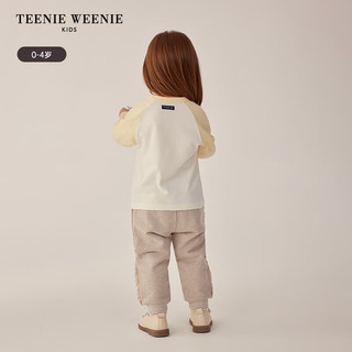 Teenie Weenie Kids小熊童装24早春女宝宝褶皱花边运动裤卫裤 米色 100cm