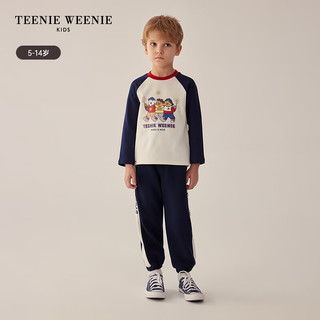 Teenie Weenie Kids小熊童装24早春男童撞色加绒系绳束脚卫裤 中灰色 130cm