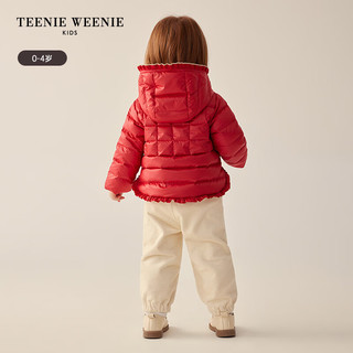 Teenie Weenie Kids小熊童装24春季女宝宝花边连帽拉链羽绒服 红色 80cm