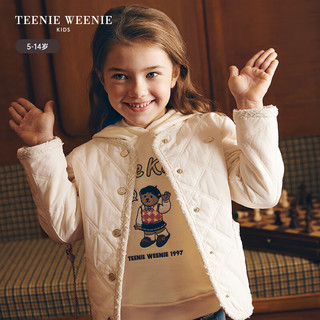 Teenie Weenie Kids小熊童装24早春女童小香风菱格纽扣棉服 粉色 160cm
