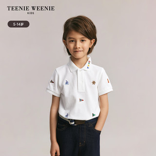 Teenie Weenie Kids小熊童装24春夏男童翻领休闲宽松航海风T恤 象牙白 120cm
