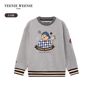 Teenie Weenie Kids小熊童装24早春男童圆领条纹撞色套头卫衣 中灰色 110cm