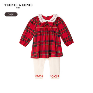 Teenie Weenie Kids小熊童装24春季女宝宝连衣裙打底裤套装 红色 73cm