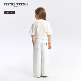 Teenie Weenie Kids小熊童装24春夏女童宽松刺绣松紧腰牛仔裤 象牙白 110cm