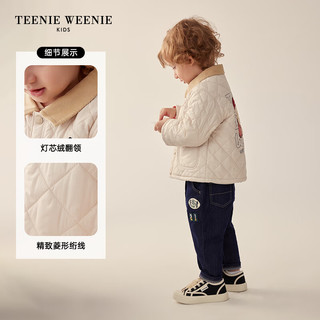 Teenie Weenie Kids小熊童装24春季男宝宝小翻领按扣夹克棉服 象牙白 90cm