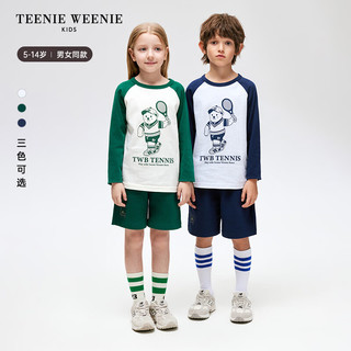 TEENIE WEENIE Kids小熊童装24春夏男女童撞色插肩长袖T恤 绿色 150cm