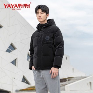 YAYA 鸭鸭羽绒服 2023年大字母刺绣时尚免洗休闲潮流连帽羽绒服男