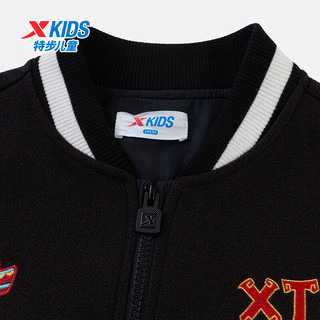 特步（XTEP）童装儿童休闲针织衫百搭时尚新年拜年衣服针织上衣 纯正黑/宝钻红 170cm
